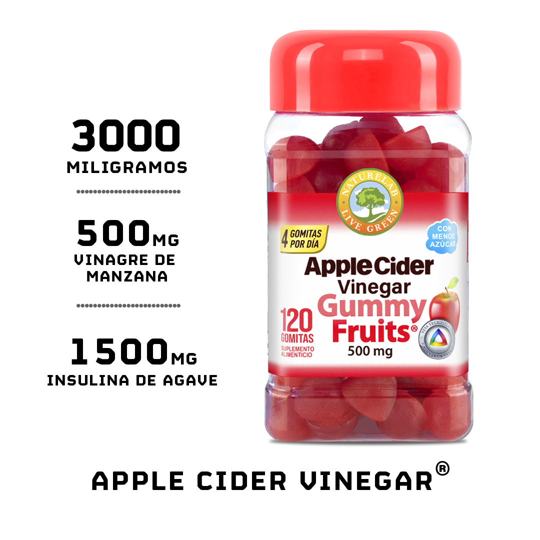 Vinagre de Sidra de Manzana Gummy Fruit® Naturelab® 120 gomitas