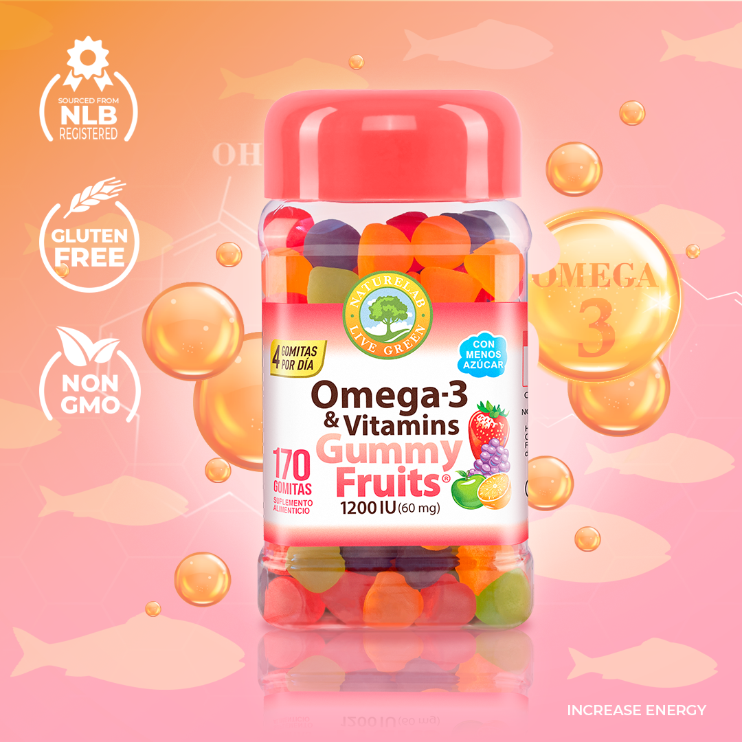 Omega-3 & Vitaminas Gummy Fruits® Naturelab® 170 Gomitas