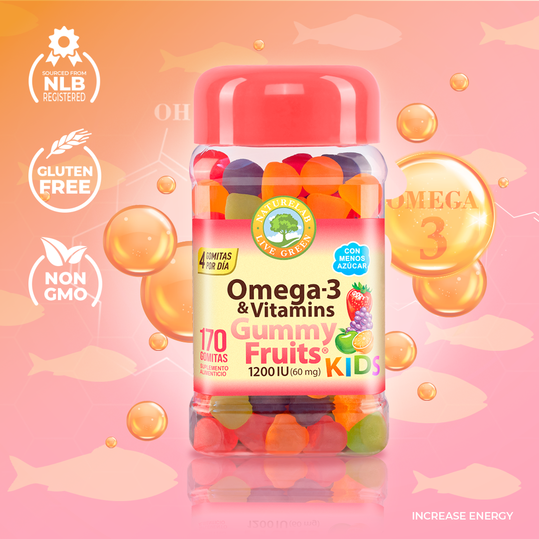 Omega-3 & Vitamins KIDS® Gummy Fruits® Naturelab® 170 Gomitas