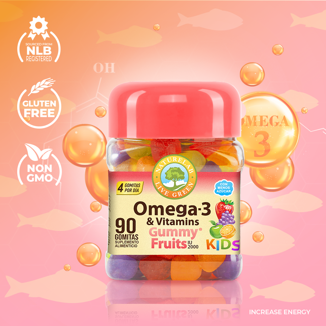 Omega 3 & Vitaminas KIDS Gummy Fruits® Naturelab® con 90 Gomitas