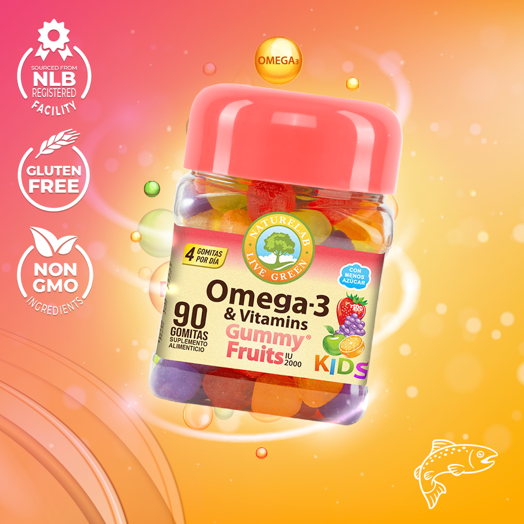 Omega 3 & Vitaminas KIDS Gummy Fruits® Naturelab® con 90 Gomitas