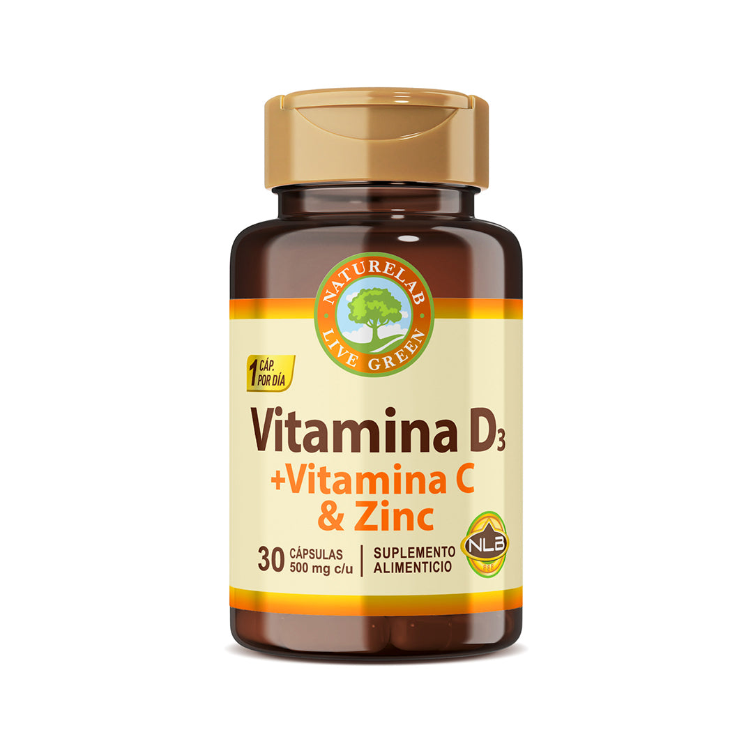 Vitamina D3 + Vitamina C & Zinc Naturelab® 30 Cápsulas